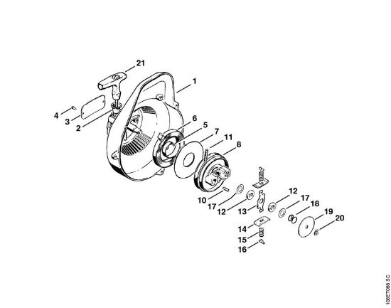 Moto-serras a gasolina (MS) 08 SE Dispositivo de arranque   X 8 959 330 (37.81) da marca Stihl