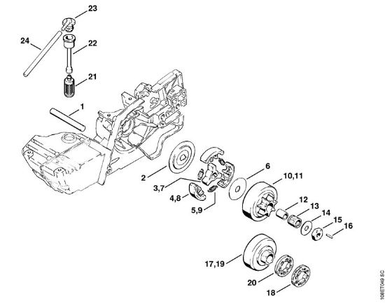 Moto-serras a gasolina (MS) 08 SE Embreagem da marca Stihl