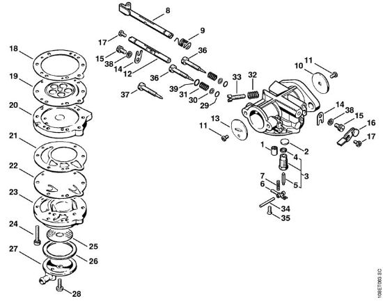 Moto-serras a gasolina (MS) 08 SEQ Carburador HL-166 da marca Stihl