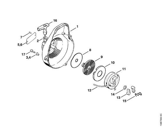 Moto-serras a gasolina (MS) 08 SEQ Dispositivo de arranque da marca Stihl