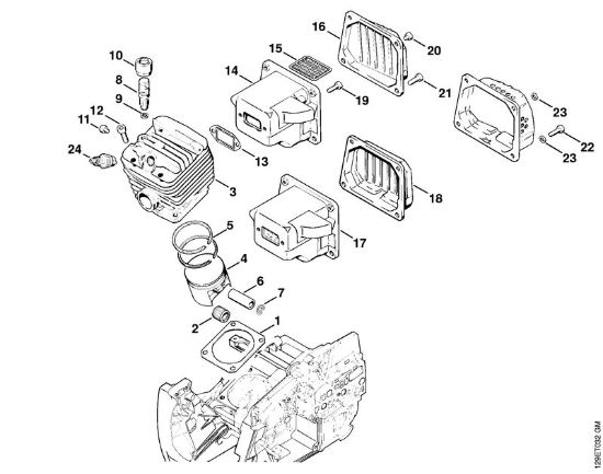 Moto-serras a gasolina (MS) 084 Cilindro, Silenciador da marca Stihl