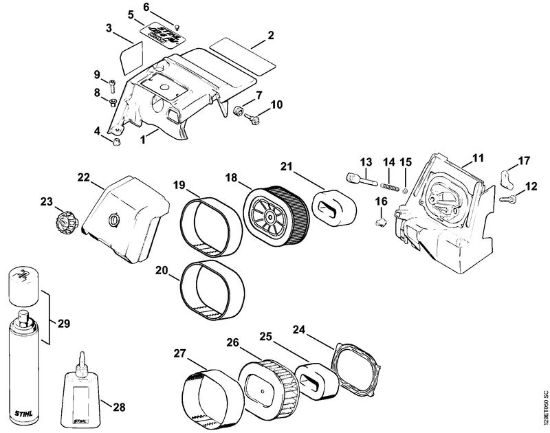 Moto-serras a gasolina (MS) 084 R Cobertura, Filtro de ar HD da marca Stihl