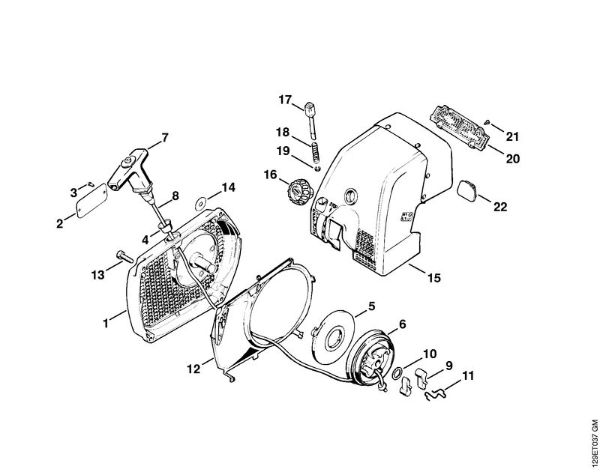 Moto-serras a gasolina (MS) 084 W Dispositivo de arranque da marca Stihl