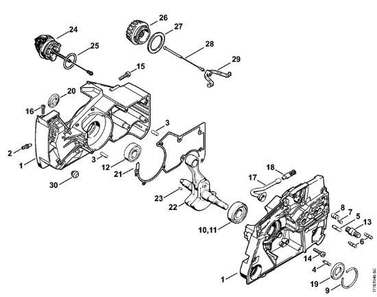 Moto-serras a gasolina (MS) 088 Caixa da cambota da marca Stihl