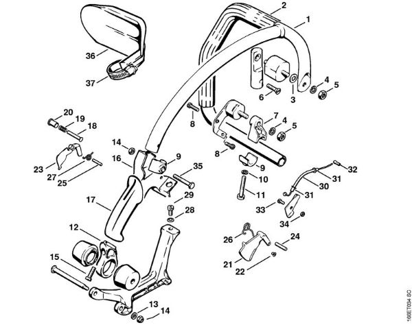 Moto-serras a gasolina (MS) 090 Cabo a mão AV   X 13 281 004 (35.84) da marca Stihl