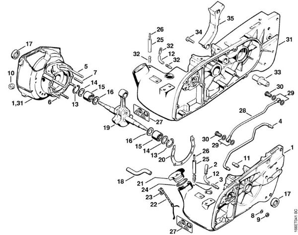 Moto-serras a gasolina (MS) 090 Caixa da cambota da marca Stihl