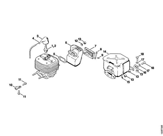 Moto-serras a gasolina (MS) 090 Silenciador da marca Stihl