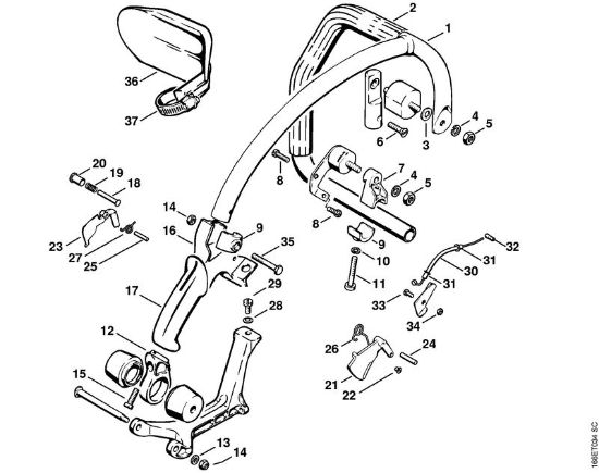 Moto-serras a gasolina (MS) 090 AV Cabo a mão AV   X 13 281 004 (35.84) da marca Stihl