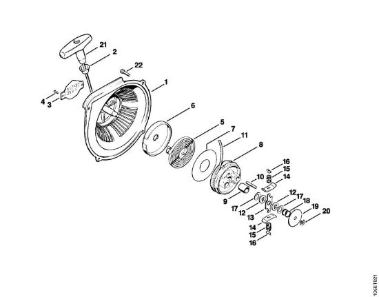 Moto-serras a gasolina (MS) 090 AV Dispositivo de arranque da marca Stihl