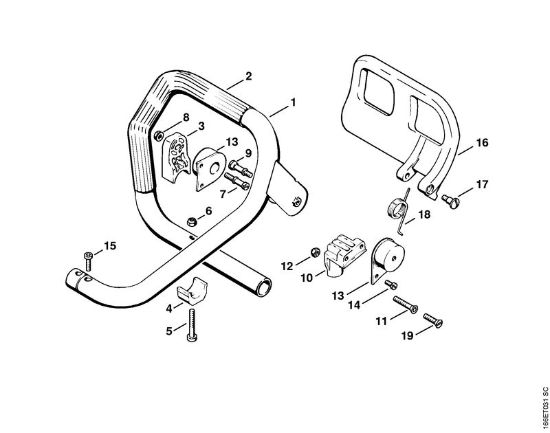 Moto-serras a gasolina (MS) 090 AV Tubo do punho da marca Stihl
