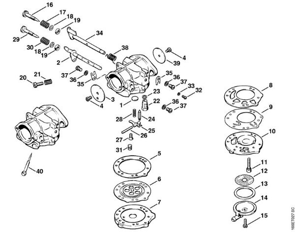 Moto-serras a gasolina (MS) 090 G Carburador HL-324 da marca Stihl