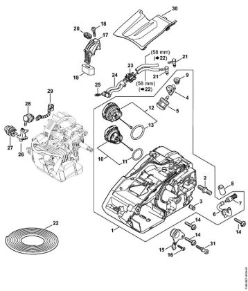Moto-serras a gasolina (MS) MS 150 C-E Cárter do motor da marca Stihl