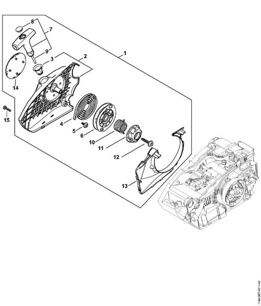 Moto-serras a gasolina (MS) MS 150 C-E Dispositivo de arranque da marca Stihl