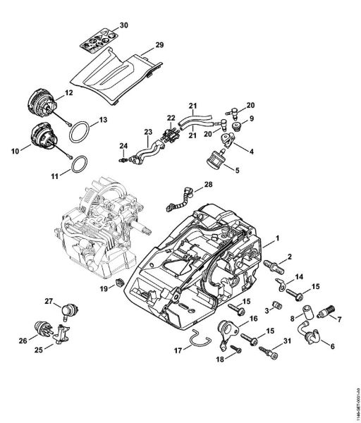Moto-serras a gasolina (MS) MS 150 TC-E Cárter do motor da marca Stihl