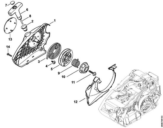 Moto-serras a gasolina (MS) MS 150 TC-E Dispositivo de arranque da marca Stihl