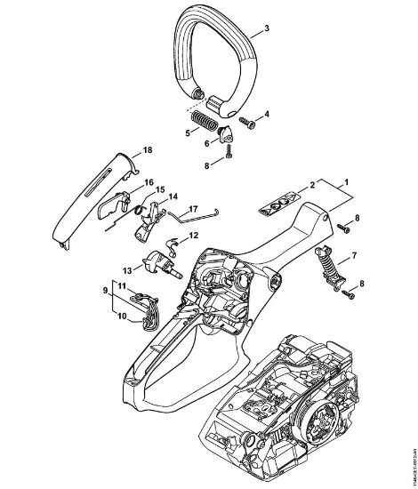 Moto-serras a gasolina (MS) MS 151 C-E Caixa do cabo, Tubo do punho da marca Stihl
