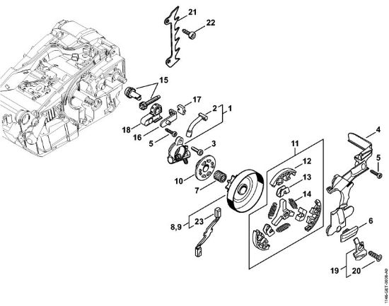 Moto-serras a gasolina (MS) MS 151 TC-E Bomba de óleo, Embreagem da marca Stihl