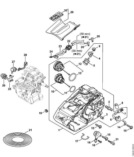 Moto-serras a gasolina (MS) MS 151 TC-E Cárter do motor da marca Stihl