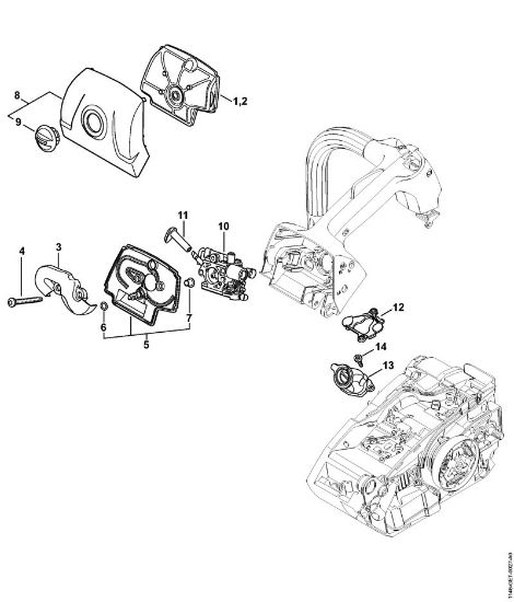 Moto-serras a gasolina (MS) MS 151 TC-E Filtro de ar, Tampa da caixa do carburador da marca Stihl