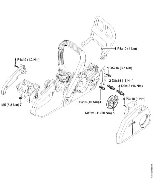 Moto-serras a gasolina (MS) MS 170 Binários de aperto da marca Stihl