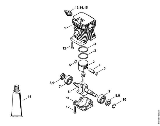 Moto-serras a gasolina (MS) MS 170 Cilindro da marca Stihl