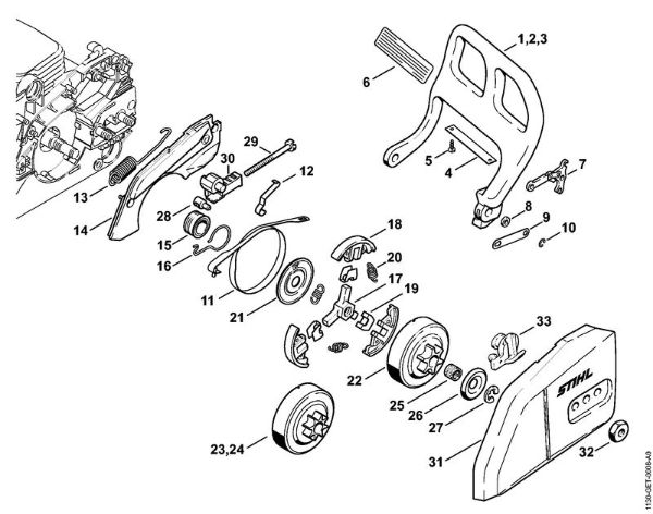 Moto-serras a gasolina (MS) MS 170 Protector, Freio de corrente da marca Stihl