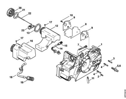 Moto-serras a gasolina (MS) MS 170 2-MIX Cárter do motor da marca Stihl