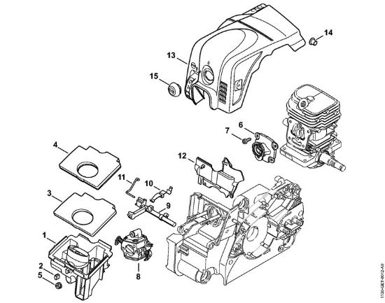 Moto-serras a gasolina (MS) MS 170 2-MIX Filtro de ar, Cobertura 2-MIX da marca Stihl