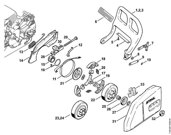 Moto-serras a gasolina (MS) MS 170 C-E D Protector, Freio de corrente da marca Stihl