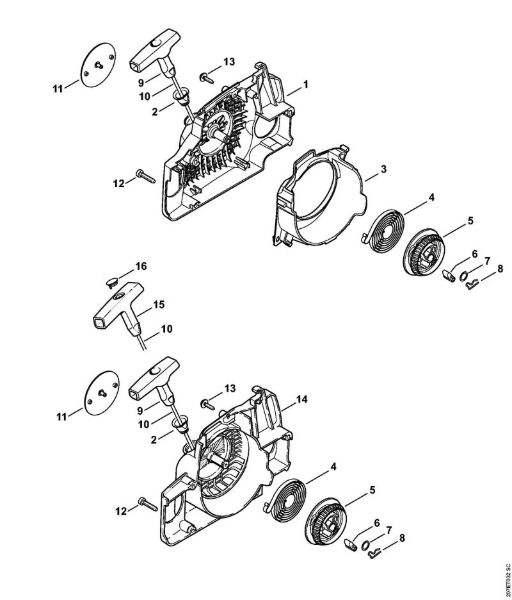 Moto-serras a gasolina (MS) MS 170-D Dispositivo de arranque da marca Stihl