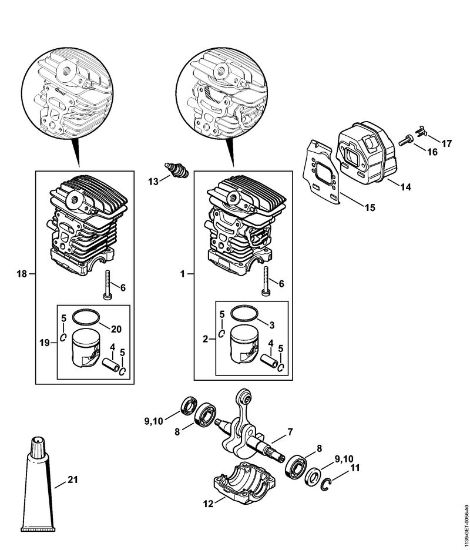 Moto-serras a gasolina (MS) MS 171 Cilindro, Silenciador da marca Stihl
