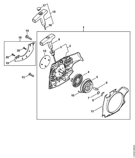 Moto-serras a gasolina (MS) MS 171 Dispositivo de arranque da marca Stihl