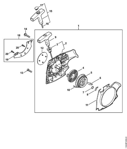 Moto-serras a gasolina (MS) MS 171 Dispositivo de arranque da marca Stihl
