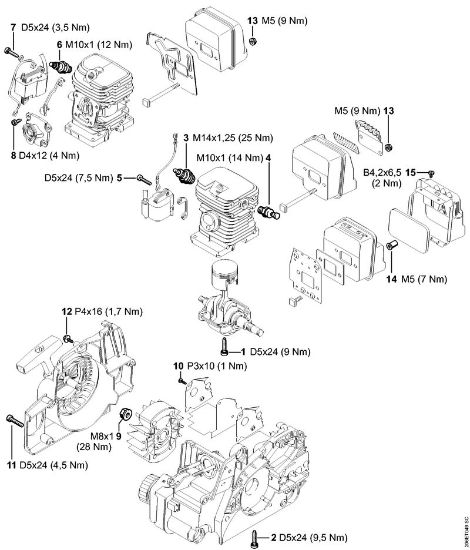 Moto-serras a gasolina (MS) MS 180 C-BE Binários de aperto da marca Stihl