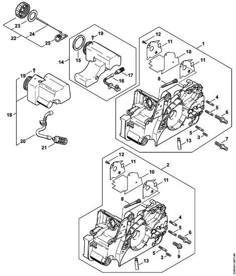 Moto-serras a gasolina (MS) MS 180 C-BE Cárter do motor da marca Stihl