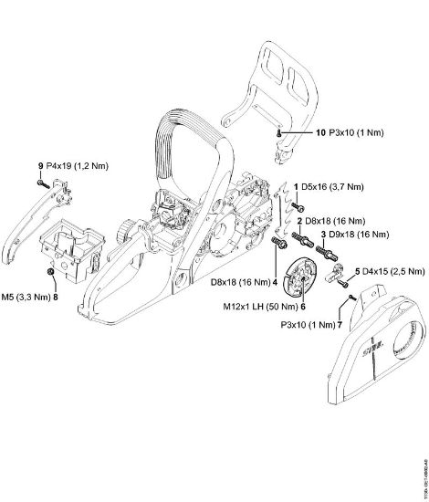 Moto-serras a gasolina (MS) MS 180 C-BE 2-MIX Binários de aperto da marca Stihl