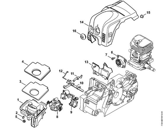 Moto-serras a gasolina (MS) MS 180 C-BE 2-MIX Filtro de ar, Cobertura 2-MIX da marca Stihl