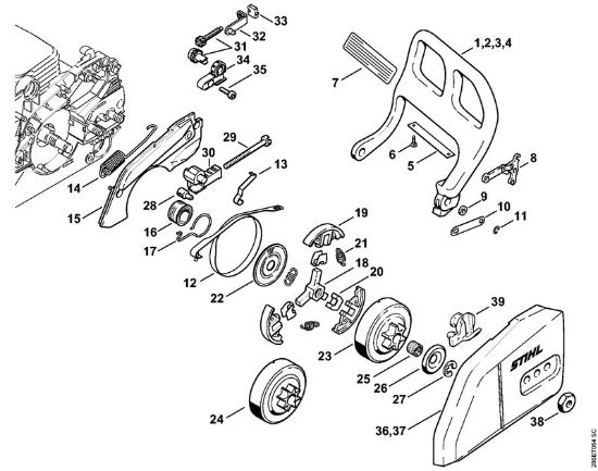 Moto-serras a gasolina (MS) MS 180 C-BE 2-MIX Protector, Freio de corrente da marca Stihl
