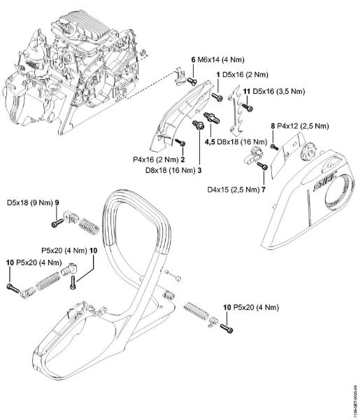 Moto-serras a gasolina (MS) MS 181 Binários de aperto da marca Stihl