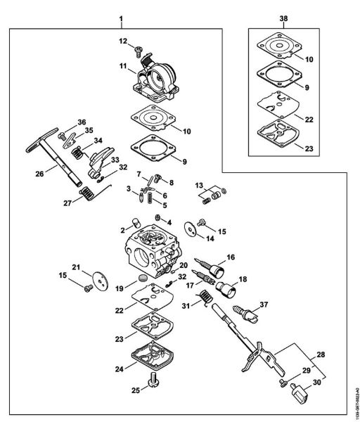 Moto-serras a gasolina (MS) MS 181 Carburador C1Q-S191 MS 181 (27.2013), (02.2011) da marca Stihl