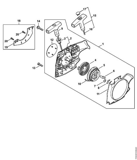 Moto-serras a gasolina (MS) MS 181 Dispositivo de arranque MS 181 da marca Stihl
