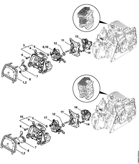 Moto-serras a gasolina (MS) MS 181 Filtro de ar, Cotovelo MS 181 da marca Stihl