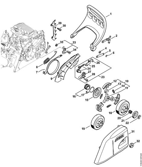 Moto-serras a gasolina (MS) MS 181 Protector, Freio de corrente MS 181 da marca Stihl