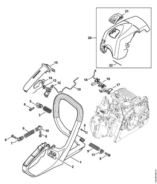 Moto-serras a gasolina (MS) MS 181 Quadro do punho, Cobertura MS 181 da marca Stihl