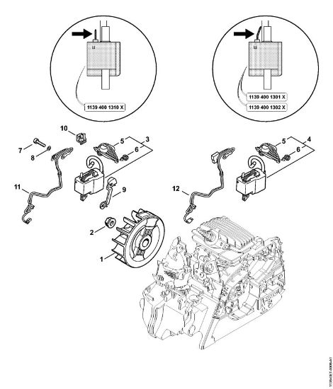 Moto-serras a gasolina (MS) MS 181 Sistema de ignição MS 181 da marca Stihl