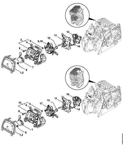 Moto-serras a gasolina (MS) MS 181 C-BE Filtro de ar, Cotovelo MS 181 C da marca Stihl