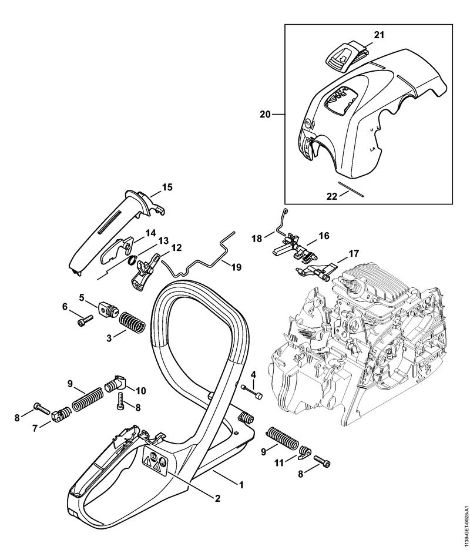 Moto-serras a gasolina (MS) MS 181 C-BE Quadro do punho, Cobertura MS 181 C da marca Stihl