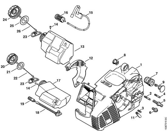 Moto-serras a gasolina (MS) MS 190 T Cárter do motor da marca Stihl