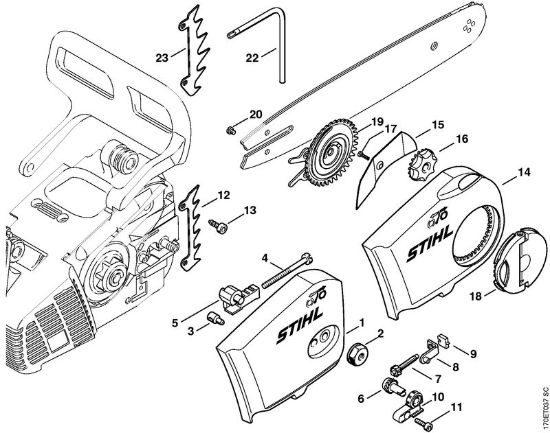 Moto-serras a gasolina (MS) MS 190 T Tampa do carreto da marca Stihl