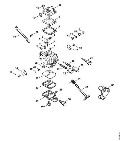 Moto-serras a gasolina (MS) MS 192 C-E Carburador C1Q-S259, C1Q-S124, C1Q-S124 da marca Stihl